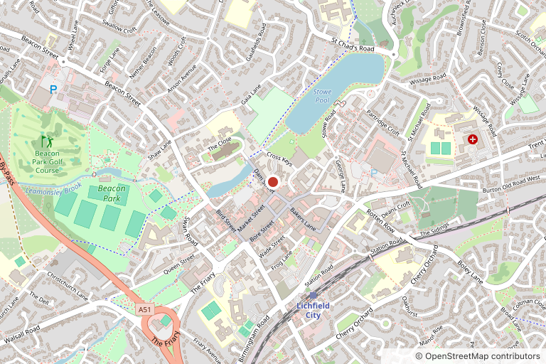 Map showing where Ashcombe & Co. is, in Lichfield